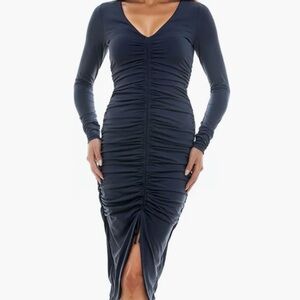 Elegant Black Ruched Dress